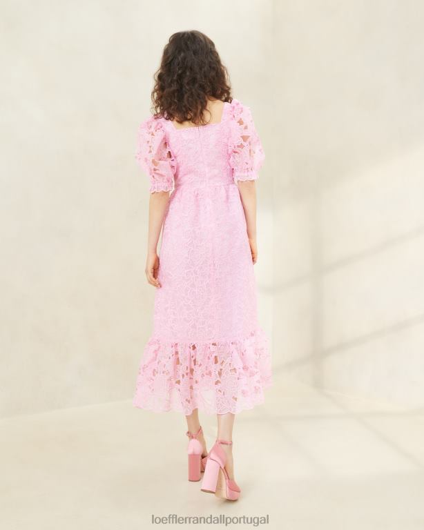 Loeffler Randall mulheres vestido addison manga bufante roupas rosa FF0JR181