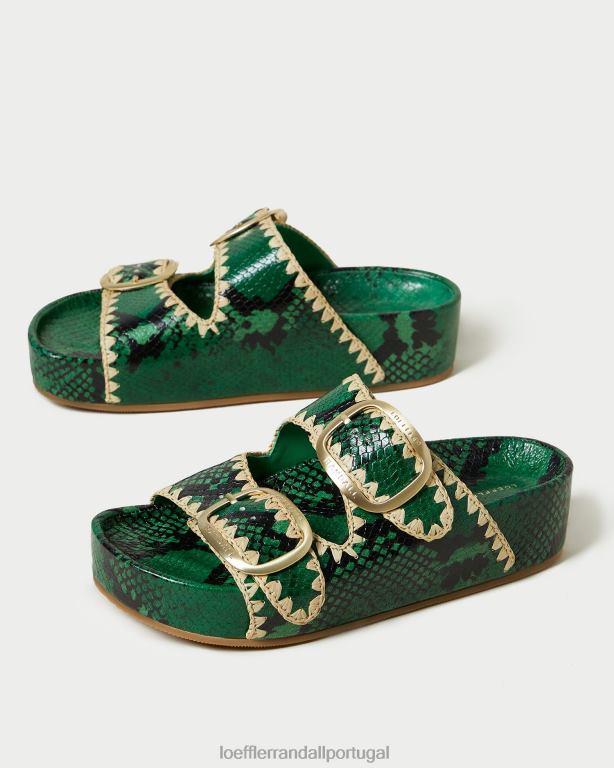 Loeffler Randall mulheres sandália theo com palmilha sapato verde/natural FF0JR120